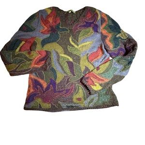 Vintage Peruvian Connection Alpaca Floral Knit Sweater Women's Small